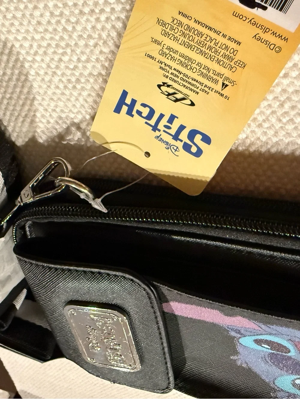 Disney Black Crossbody Bag with Blue Stitch Graphic